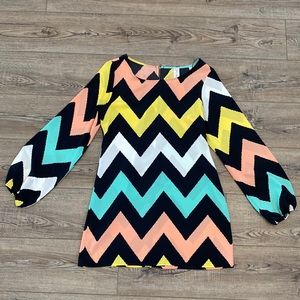 Long sleeve zig zag dress. Size medium.